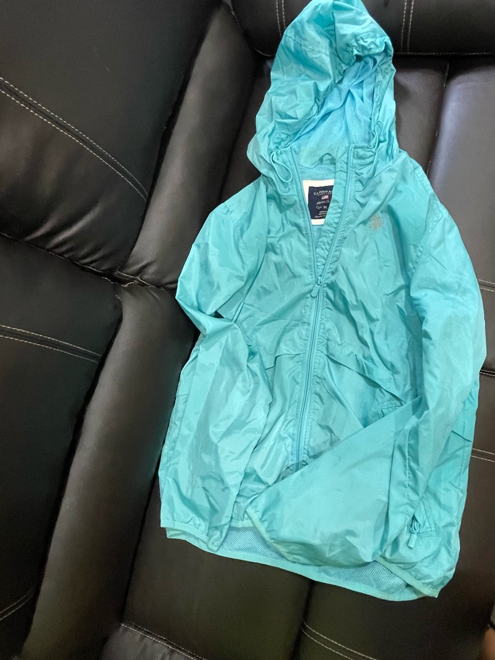 U.S. Polo Assn. Teal Hooded Kids Raincoat